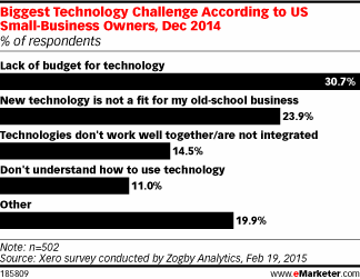 Biggest Technology Challenge According to US Small-Business Owners, Dec 2014 (% of respondents)