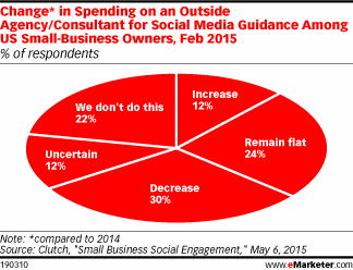 Change* in Spending on an Outside Agency/Consultant for Social Media Guidance Among US Small-Business Owners, Feb 2015 (% of respondents)