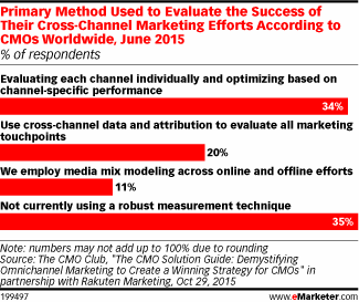 Primary Method Used to Evaluate the Success of Their Cross-Channel Marketing Efforts According to CMOs Worldwide, June 2015 (% of respondents)