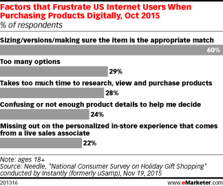 Factors that Frustrate US Internet Users When Purchasing Products Digitally, Oct 2015 (% of respondents)