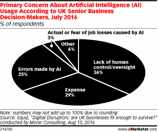 Primary Concern About Artificial Intelligence (AI) Usage According to UK Senior Business Decision-Makers, July 2016 (% of respondents)