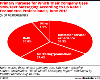 Primary Purpose for Which Their Company Uses SMS/Text Messaging According to US Retail Ecommerce Professionals, June 2016 (% of respondents)